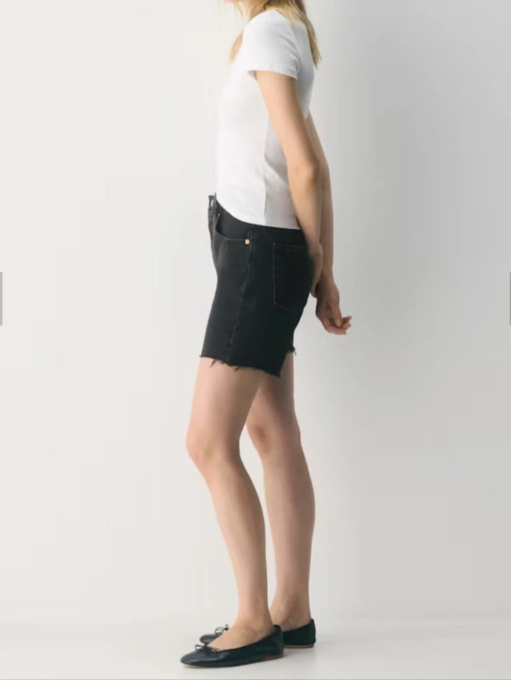 NWT Levi's 501 Mid-Thigh Frayed Raw Hem Jean Short-Lunar Black